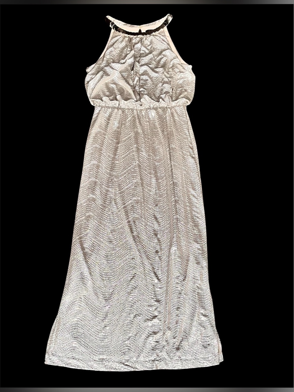 Marks & Spencer‎ (M&S) Size M Light Gold Sleeveless Metal Collared Midi Dress.